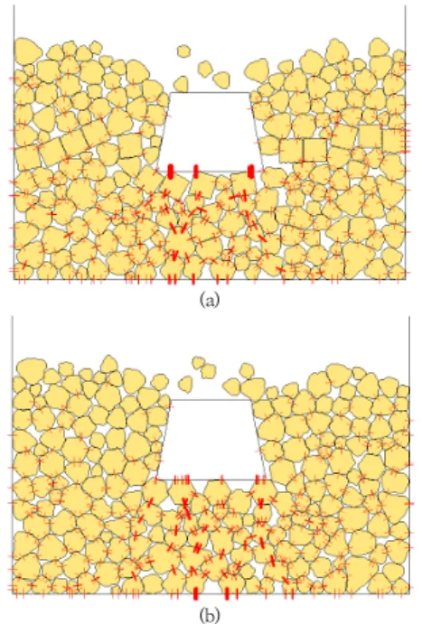 Fig.  9.  Grain  configuration  and  force  chains  at  the  (b) last  loading 