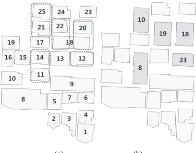 Fig. 7. Digital map (a) before and (b) after the building  update