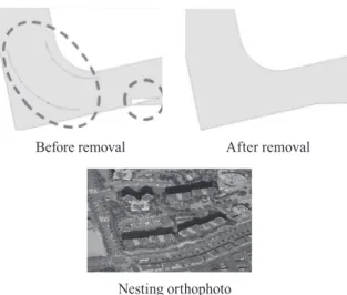 Fig. 5. Linear type feature unnecessary points, lines, hole  removal before and after
