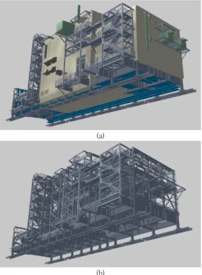 Fig. 1. A part of offshore plant: water injection module                   (a)  Module  with  architecture,  structure,  piping, 