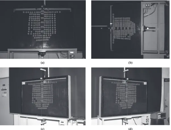 Figure 7. Automatic identification of targets inside the model (the image of penetration step 0)  (a) center photo (b) center photo (rotated) (c) right photo (d) left photo