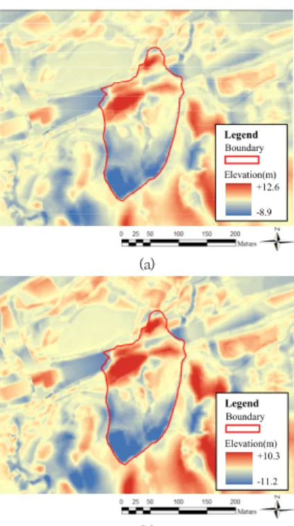 Fig.  6.  Results  of  analysis  on  spatial  variation  using  (b) the  DEM