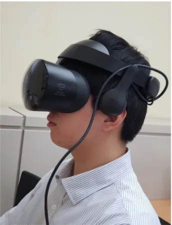 Figure 1. Head mounted display (HMD) based virtual reality  (VR) display (XQ800ZAA-HC1KR, Samsung Electronics,  Yongin, Korea)