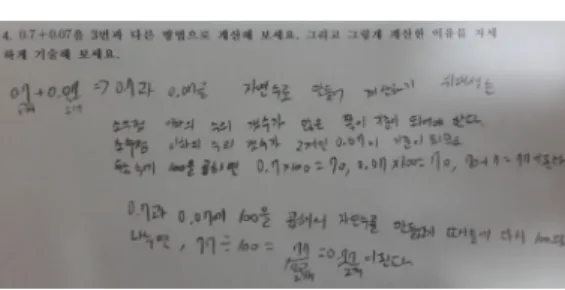 그림 Ⅳ-7. 소수의 덧셈에 대한 변형된 스키마 5 V. 결 론 본  연구는  2002년부터  시작된  1차적  개념과  스키마  그리고  변형된  스키마에  대한  연구  중에서  2014년부터  현재  까지  시행하고  있는  ‘초등학교  수학영재아들에게  1차적  개념이  미치는  영향’에  대한  연구로  소수의  덧셈 에  대한  내용은  그동안  연구해온  자연수,  사칙연산,  약 수,  배수,  공약수,  최대공약수,  공배수,  최소공배수