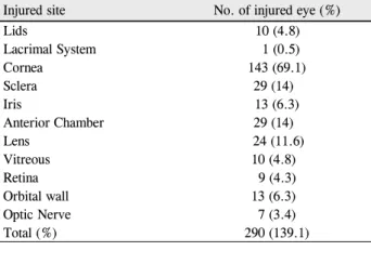 Figure 1. Ocular traumas grouped according to the main cause  of injury.