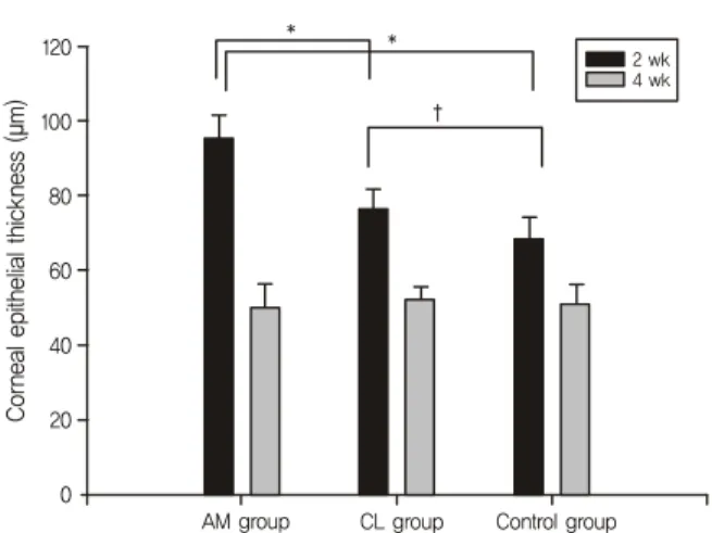 Table 3. The comparison of hemidesmosome numbers in the  central cornea among the 3 groups at 2 weeks
