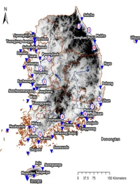 표 1. The status of tide station Tide  station Beginning  of