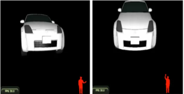 Figure 22. Output images when object is zoom in(left) and  zoom out(right) using multi-touch application 