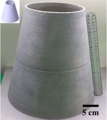 Fig. 7 Fabricated tapered square tube by LPD process  using Ti-6Al-4V powder.