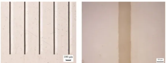 Fig. 11 Projection ablation of the sample circuit line  pattern into the IC substrate.