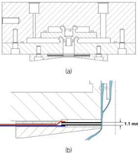 Fig.  1  Schematic  of  swirl  coaxial  injector  :                        (a)  overall  cross  section 
