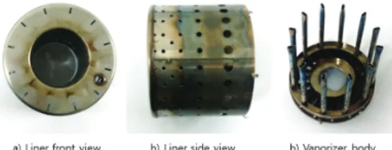 Fig.  2  Cross-sectional  view  of  micro  gas  turbine  engine  and  air  and  fuel  low  diagram  combustor[7].