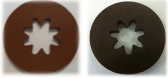 Fig.  1  Configuration  of  the  8-star(left)  shaped  and  7-star(right)  shaped  propellant  grain.