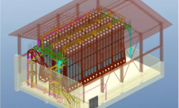 Fig. 4 3D  modeling  of  gas  distribution  room  and  pressure  reducing  system  room.