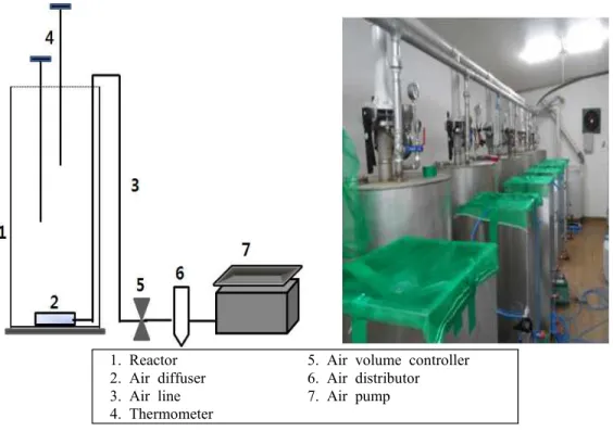 Table  1.  Characteristics  of  pig  slurry.  Items Concentration pH 7.48 T-N  (mg/L) 1,300 P 2 O 5 (mg/L) 1,000 K 2 O  (mg/L) 2,900 COD  (mg/L) 4,020 As  (mg/L) N.D Cd  (mg/L) N.D Hg  (mg/L) N.D Pb  (mg/L) N.D Cr  (mg/L) N.D Cu  (mg/L) 13.0 Ni  (mg/L) N.D