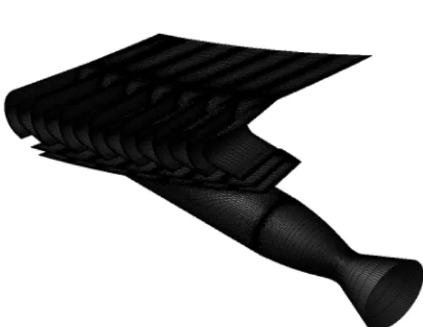 Fig.  2  Computational  Domain  of  the  Turbine  Stage Fig.  3  3D  View  of  the  Computational  Grid