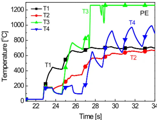 Fig. 10 Temperature time-history (PE)