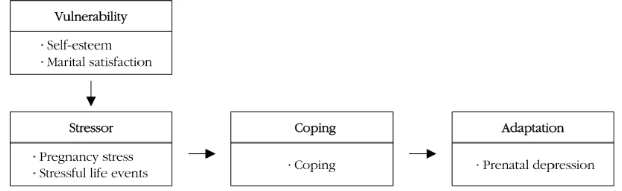 Figure 1. Research framework of this study based on the stress-vulnerability and stress-coping models.