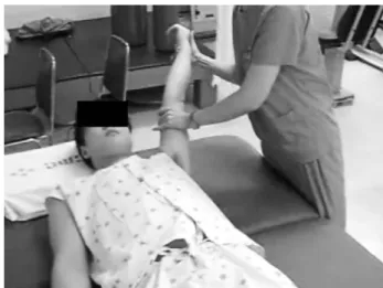 Fig. 1. Pendulum exercise is performed in stabilization with the opposite arm on the table.