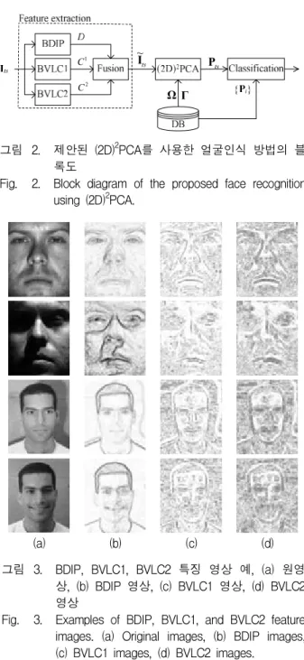 Fig. 2. Block diagram of the proposed face recognition using (2D) 2 PCA.