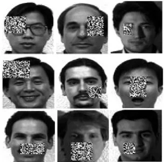 그림 8. Yale 데이터 얼굴 영상의 부분을 가린 영상 Fig. 8. Occluded face images for yale data.