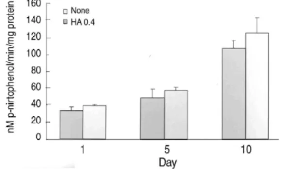 Fig. 1. Effect of HA (0.4 μg/ml) on proliferation of ATDC5 cells in medium containing 5% FBS.