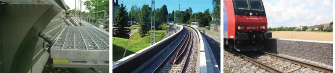 Fig. 1. Low height noise barriers installed adjacent to rails [2].