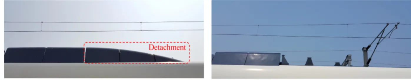 Fig. 4. Attachment of pantograph cover (side view). Fig. 5. Detachment of pantograph cover (side view).