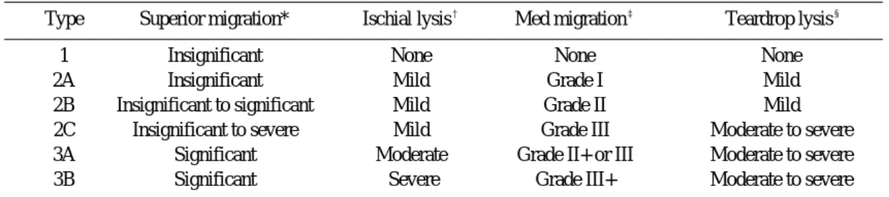 Table 2. Paprosky classification 