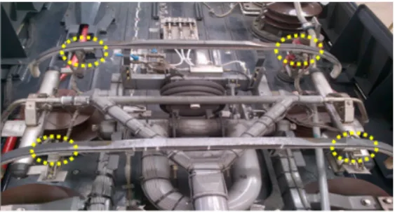 Fig. 3. Contact Force Measurement results of full  operation region  또한  실내  계측  시스템은  실외  팬터그래프  측정  신호와 시운전  상황을  동기화하는데  필요한  차량  속도,  견인  상태  등을  차량  배전반으로부터  인출하여  실내  계측  시스템에  연결하여  통합  계측토록  하였다