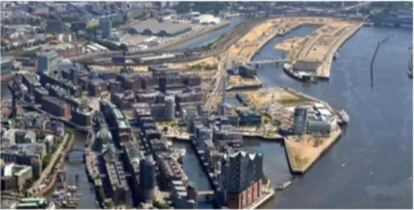 Fig. 1. Brownfield Development of HafenCity                (www.hafencity.com) 3.1.2 자연 요소 생활  속에서  자연요소와  공간을  접할  수  있게끔  전  지 역의  수상  공간  접근성을  고려하여  계획하였다