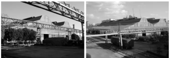 Fig. 6. Outside view of powered rolling stock workshop, 2009,  photograph by writer ③ 자재창고(용품고, 1932) 자재창고는 신축당시 용품고로 호칭하였고 현재도 창고 로 쓰이고 있다