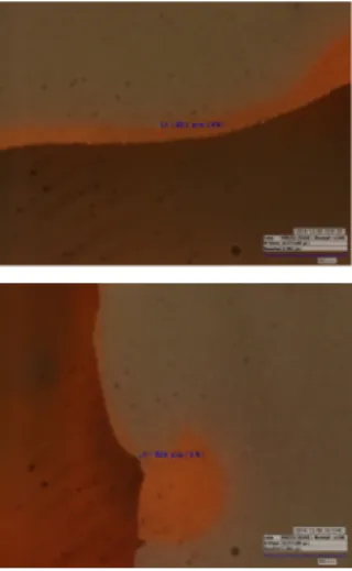 Fig. 5. Photography of cross section of silicone replica  measured at x160 magnification using a digital  microscope