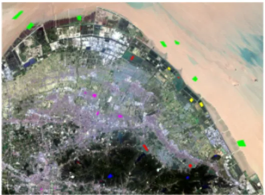 Fig. 1. Time-serial Masked Images about Study Area (left upper: 2013, right upper: 2015, left  lower: 2016, right lower: 2017)