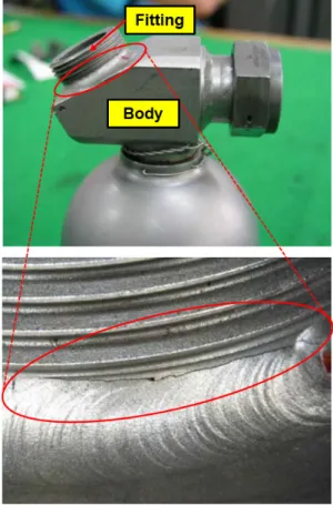 Fig. 9. The fatigue striation and crack developing direction