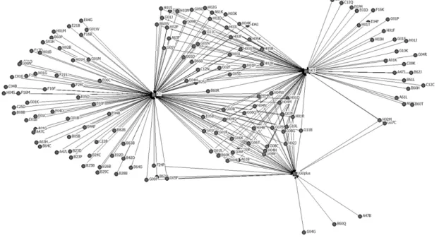 Fig. 1. Social Network Analysis Result between IPC Types and Mobile Carriers