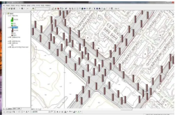 Fig.  7.  Example of visualization using GIS analysis  method of carbon storage system.