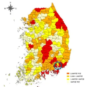 Fig. 2.  Distribution of national flood damage in Korea Source: A Study on the Effective Reducing for Prevention the Urban 