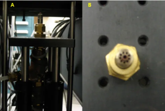 Fig. 1. Pictures of concentric diffusion burner. A) Side  view. B) Top view. 