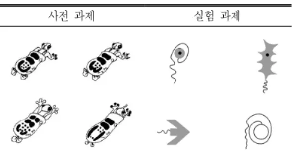 표  2.  사전 과제와 실험 과제