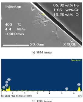 Fig.  2.  SEM  fractographs  of  1.25Cr-0.5Mo  under  injection  composition  for  10,080  minutes