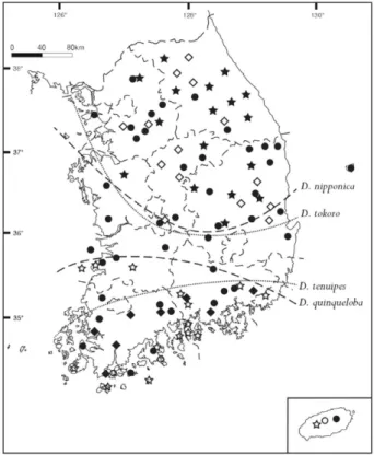 Fig. 11. Distribution map of Korean Dioscorea L. D. polystachya;