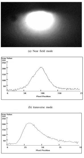 Fig.  7. Near-field pattern and mode profiles of an  optical waveguide.