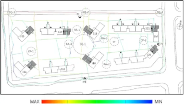 Fig. 3. Complex D siteplan &amp; axial map                 (Grey Tones express Pilotis Space)