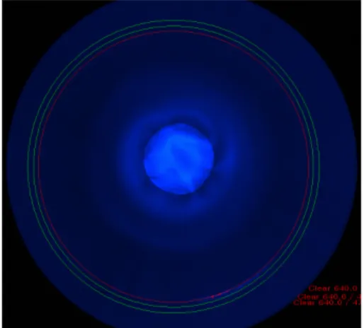 Fig.  7은  CCD  camera로  부터  먼  거리(중앙부  Circle) 에서  Bright  수치를  변경하여  실험한  결과이다.  Bright의  threshold  값이  40∼60인  구간은  주위의  불필요한  부분까 지  인식되고  결함부위는  인식되지  않았으며,    70∼80의  구간은  결함부위가  인식되기  시작하지만  결함이  존재하 지  않는  불필요한  부분도  인식되는  것을  볼  수  있다