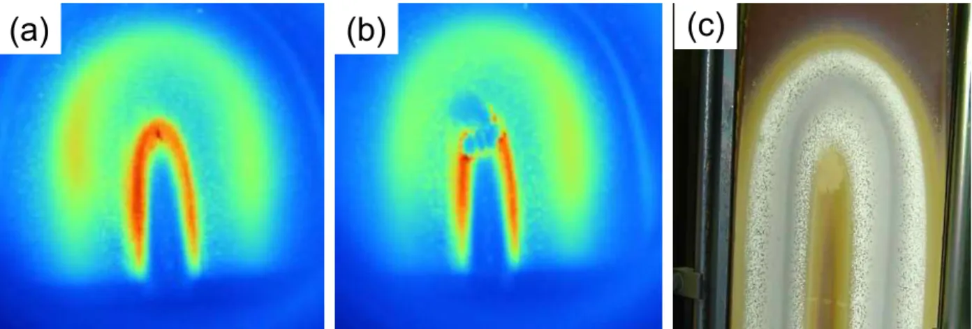 Figure  5.  (a)  Changing  temperature  distribution  by  particles  and  (b)  the  evidence  about  existence  of  particles  and  (c)  the  surface  of  real  target.
