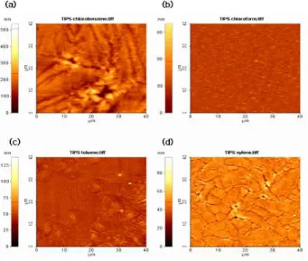 Figure  3.  AFM  images  of  pentacene  layer  spin-  coated  from  different  solvent