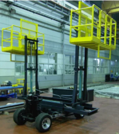 Fig. 2에서 보는 바와 같이 좌‧우 적재함은 상하운동 을 할 수 있도록 실린더 조인트를,  우측 적재함은 우측으 로 이동될 수 있도록 병진조인트를 사용하였다
