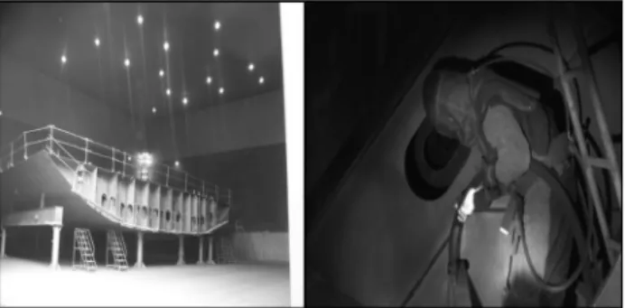Fig. 1 Steel block and blasting worker in the blasting cell