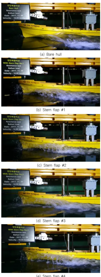 Table 5 Comparison of resistance performance and trim angle  with  varying  stern  flaps  for  coastal  multi-purpose  fishing  vessel  at sea trial draft  and design speed Coastal multi-purpose at  16  knots C R ×10 3 Increase  in  C R  relative  to  bare